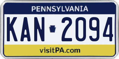 PA license plate KAN2094