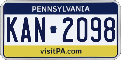 PA license plate KAN2098