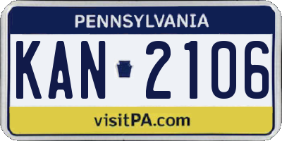 PA license plate KAN2106