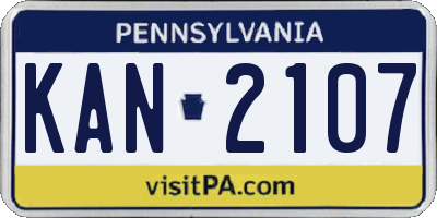 PA license plate KAN2107