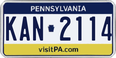 PA license plate KAN2114
