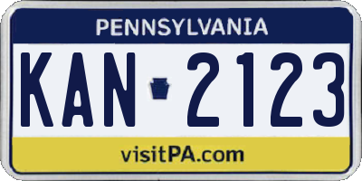 PA license plate KAN2123