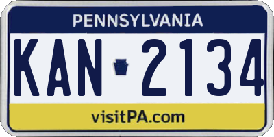 PA license plate KAN2134
