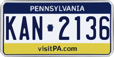 PA license plate KAN2136