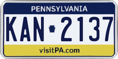 PA license plate KAN2137