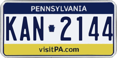 PA license plate KAN2144