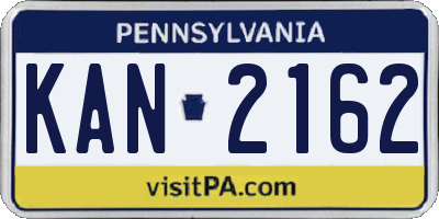 PA license plate KAN2162