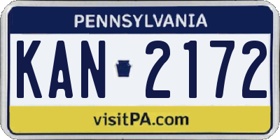 PA license plate KAN2172