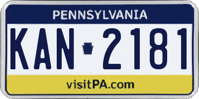 PA license plate KAN2181