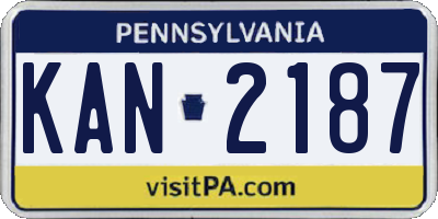PA license plate KAN2187