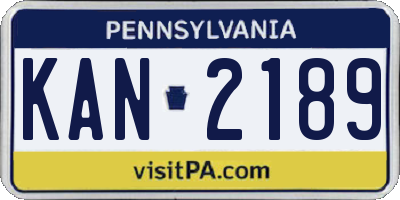PA license plate KAN2189