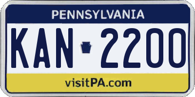 PA license plate KAN2200