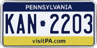 PA license plate KAN2203