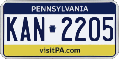 PA license plate KAN2205