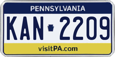 PA license plate KAN2209