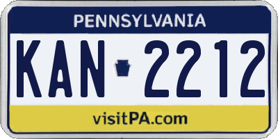 PA license plate KAN2212