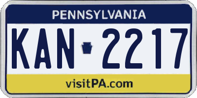 PA license plate KAN2217