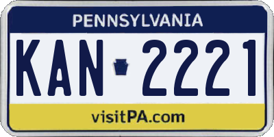 PA license plate KAN2221