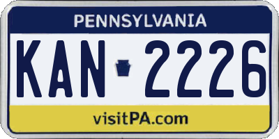 PA license plate KAN2226