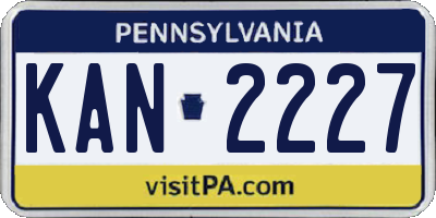 PA license plate KAN2227