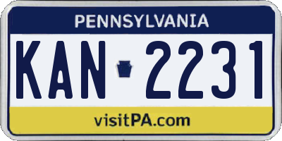 PA license plate KAN2231