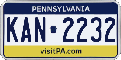 PA license plate KAN2232