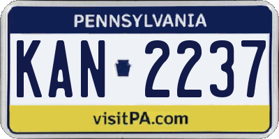 PA license plate KAN2237