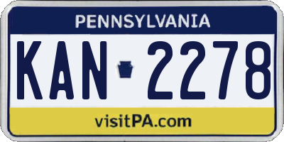 PA license plate KAN2278