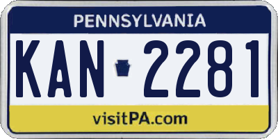 PA license plate KAN2281