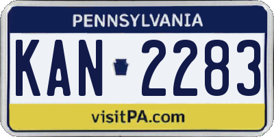 PA license plate KAN2283