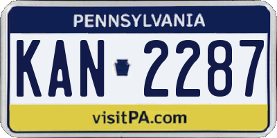 PA license plate KAN2287