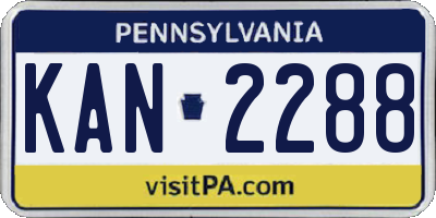 PA license plate KAN2288
