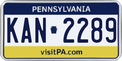 PA license plate KAN2289