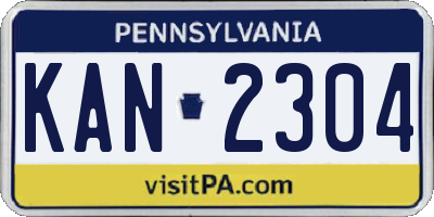 PA license plate KAN2304