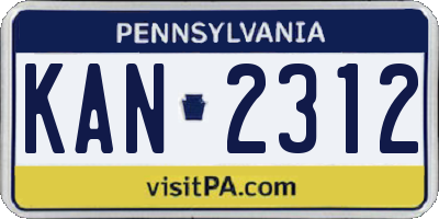 PA license plate KAN2312