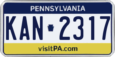 PA license plate KAN2317