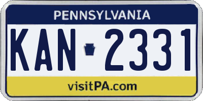 PA license plate KAN2331