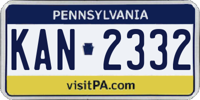 PA license plate KAN2332