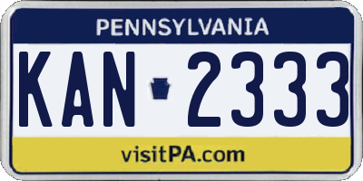 PA license plate KAN2333