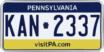 PA license plate KAN2337