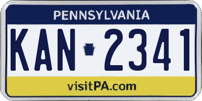 PA license plate KAN2341