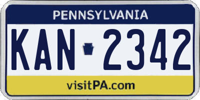 PA license plate KAN2342