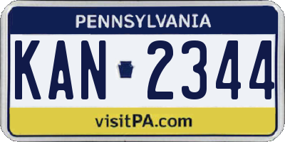 PA license plate KAN2344