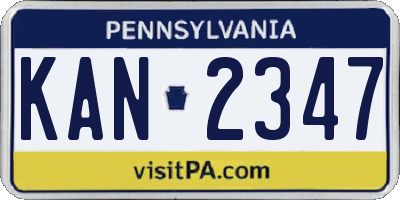 PA license plate KAN2347