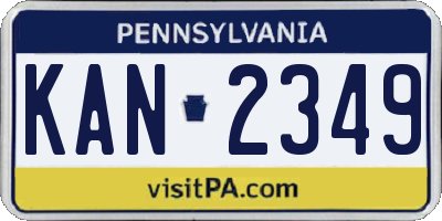 PA license plate KAN2349