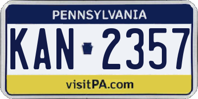 PA license plate KAN2357