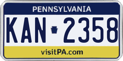 PA license plate KAN2358