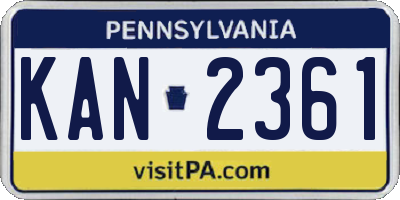 PA license plate KAN2361