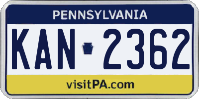 PA license plate KAN2362