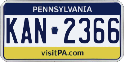 PA license plate KAN2366